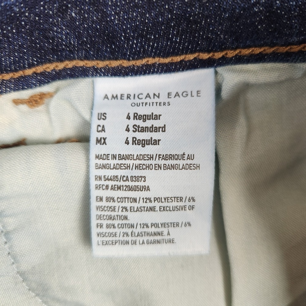American Eagle Hi-Rise Jegging Dark Wash Size 26p Stretch Raw Hem Jeans - Picture 11 of 12